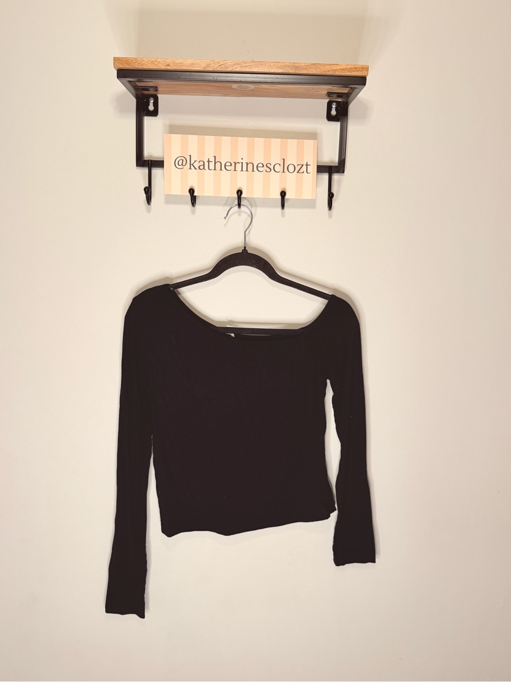 Garage Black Long Sleeve Scoop Neck Top